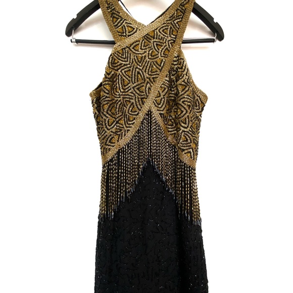 Vintage Dresses & Skirts - 100% Silk Vintage 80’s Beaded Fringe Party Dress